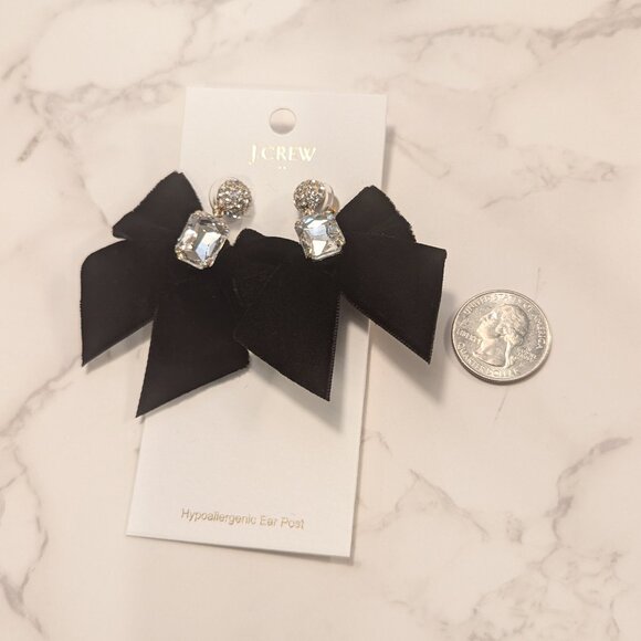 J.Crew Factory Velvet Bow Crystal Statement Earrings - Picture 5 of 6